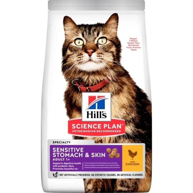 Hill's Science Plan Cat Adult Sensitive Stomach & Skin με Κοτόπουλο 1.5kg