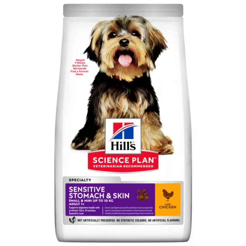 Hill's Science Plan Dog Adult Sensitive Stomach & Skin Small & Mini με Κοτόπουλο 1.5kg