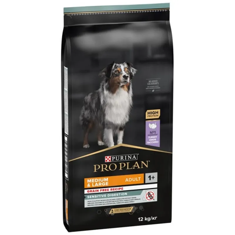 Purina Pro Plan Dog Medium-Large Adult Grain Free Sensitive Digestion Γαλοπούλα 12kg