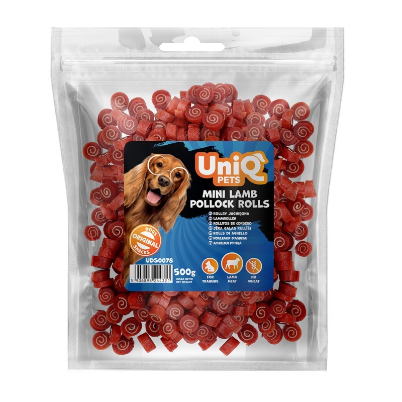 Uniq 500gr Λιχουδιά για Σκύλους Μίνι Ρολάκια με Αρνί και Πόλοκ