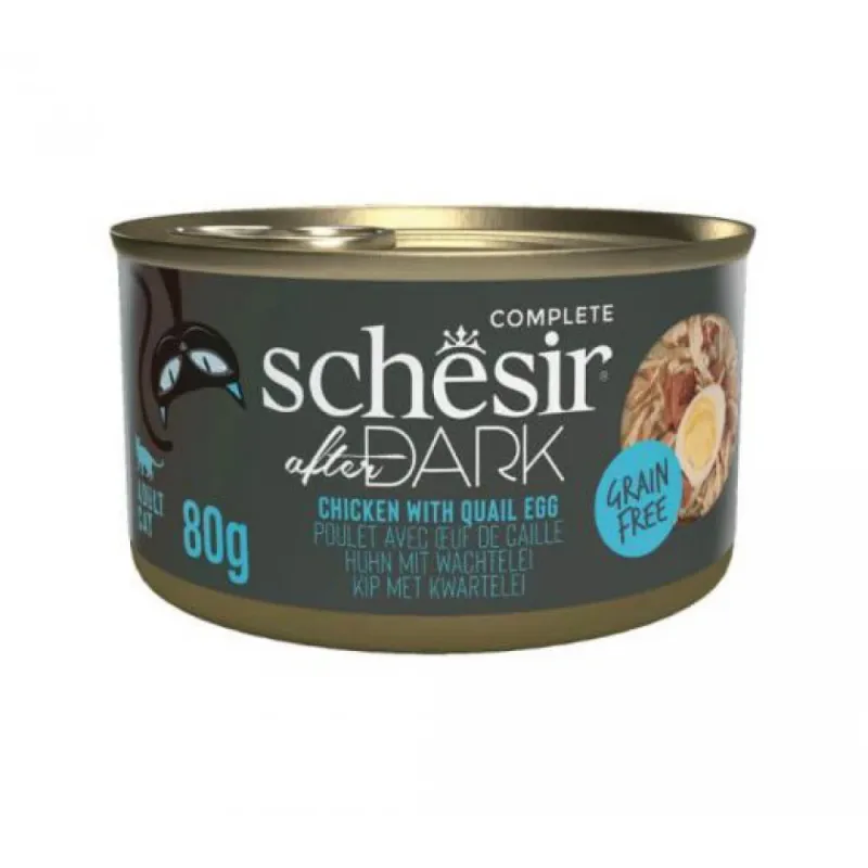 Schesir Cat After Dark Κομματάκια Κοτόπουλο & Αυγό Ορτυκιού 80gr