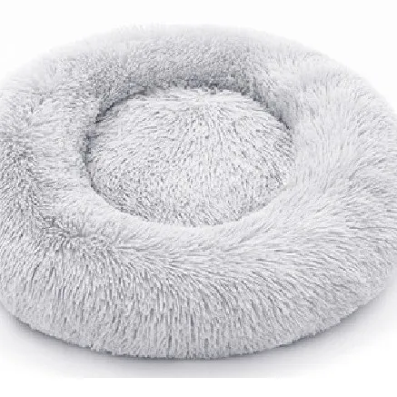 Γούνινο Fluffy Κρεβάτι Σκύλου & Γάτας Στρογγυλό 60cm – Ανοιχτό Γκρί