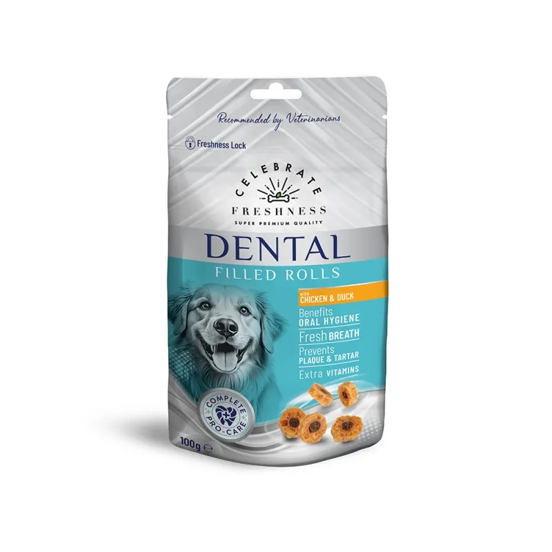 CELEBRATE FRESHNESS DENTAL FILLED ROLLS CHICKEN & DUCK 100gr
