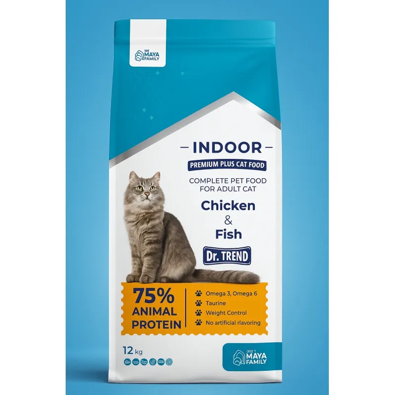 The Maya Family DR. TREND INDOOR Ξηρά Τροφή Ενήλικης Γάτας με κοτόπουλο και ψάρι 12κιλά
