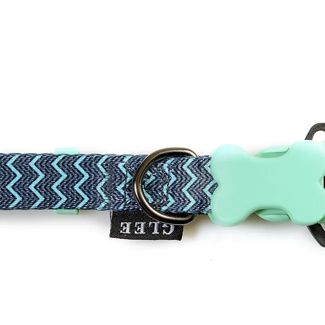Glee Περιλαίμιο Ιμάντα ρυθμιζόμενο με πλαστικό κούμπωμα Green Zig Zag Small