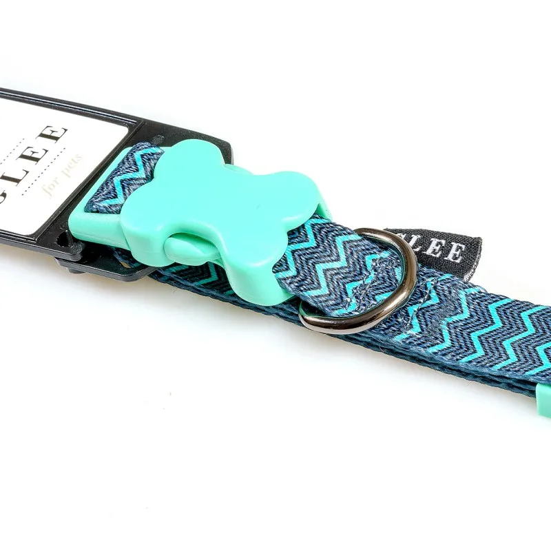 Glee Περιλαίμιο Ιμάντα ρυθμιζόμενο με πλαστικό κούμπωμα Green Zig Zag Small