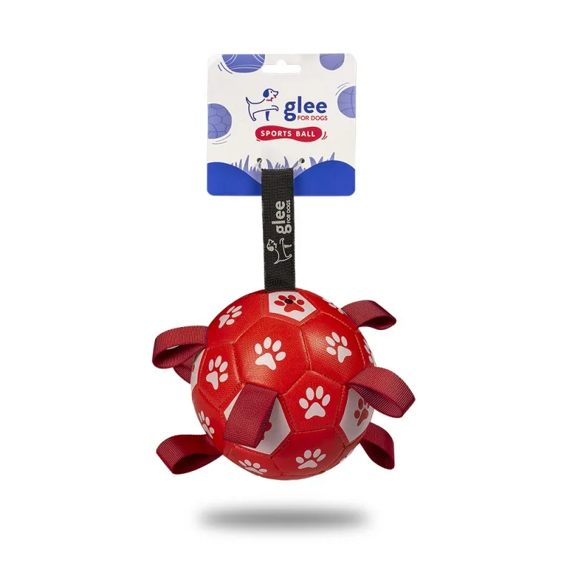GLEE ΠΑΙΧΝΙΔΙ ΣΚΥΛΟΥ SOCCER BALL ΚΟΚΚΙΝΟ - ΛΕΥΚΟ M