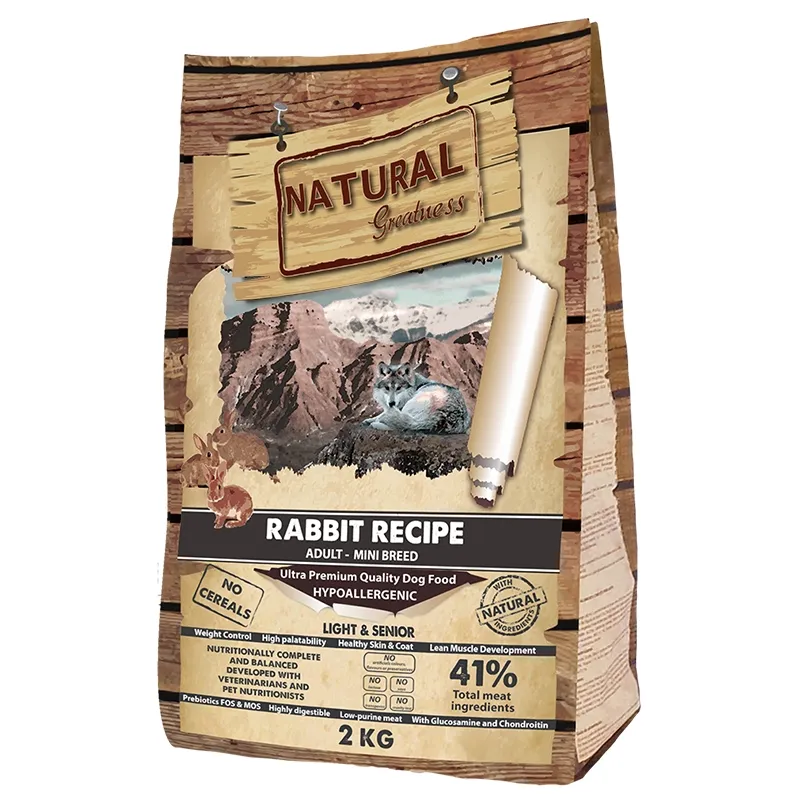 Natural Greatness Rabbit Recipe ΠΛΗΡΗΣ ΤΡΟΦΗ για ΕΝΗΛΙΚΟΥΣ ΚΑΙ ΗΛΙΚΙΩΜΕΝΟΥΣ ΣΤΕΙΡΩΜΕΝΟΥΣ ΣΚΥΛΟΥΣ μίνι και μεσαίων φυλών 2kg