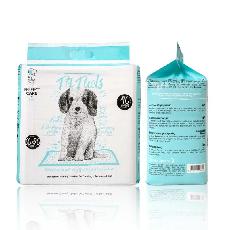 Perfect Care Pet Pads - Επιδαπέδια Πάνα Σκύλου με Αυτοκόλλητο 60x90cm 40τμχ