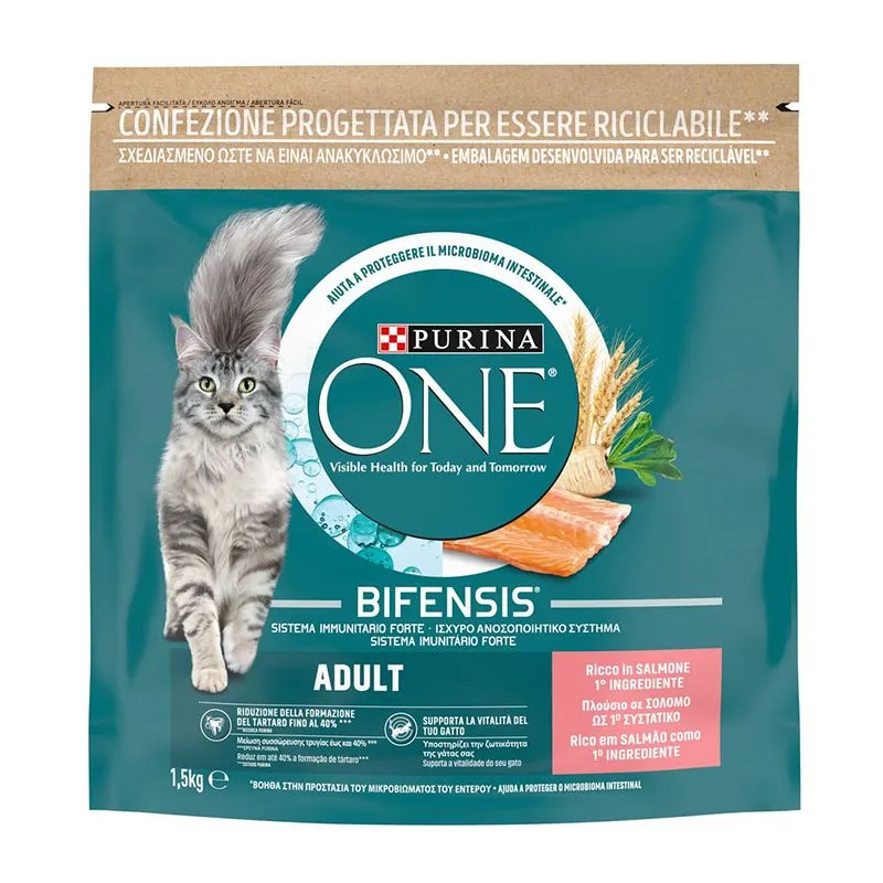 Purina One Adult με Σολομό & Δημητριακά Ολικής Άλεσης 1.5kg
