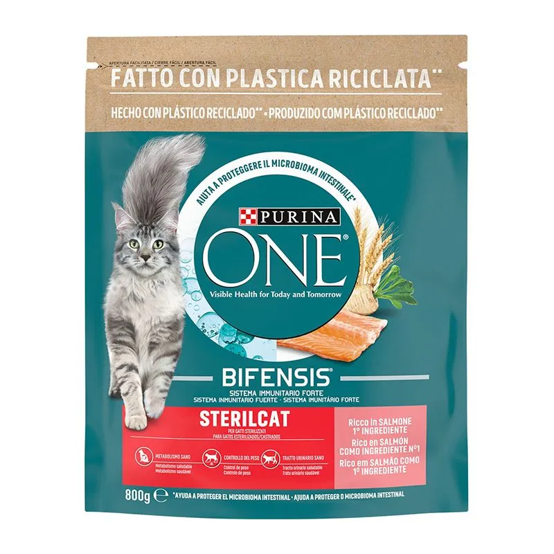 Purina One Sterilised Cat με Σολομό & Σιτάρι 800gr