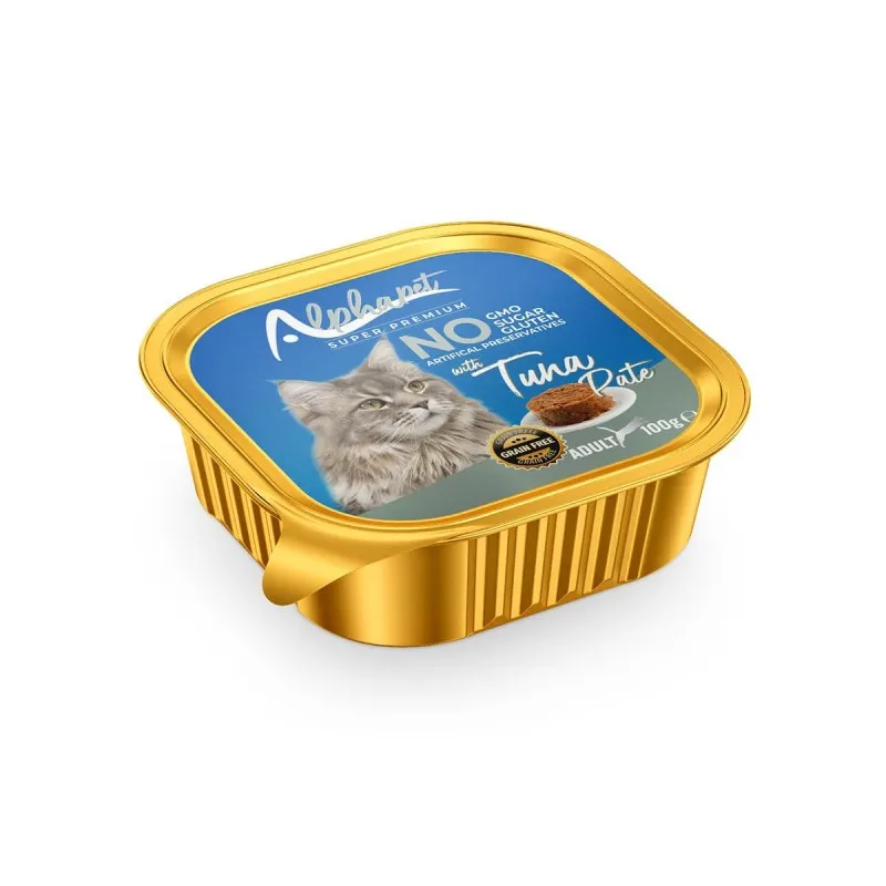 Alphapet Super Premium Πατέ 100gr για Ενήλικες Γάτες με Τόνο σε Τασάκι
