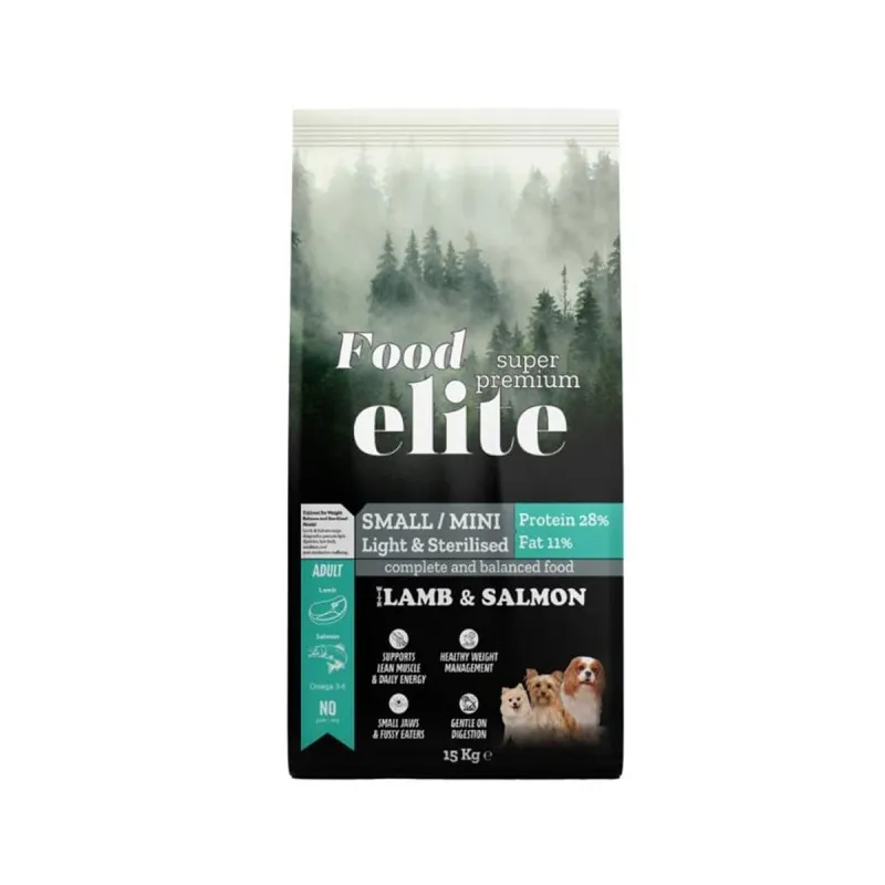 Food Elite (28 protein 11 fat) 15kg Ξηρά Τροφή για Μίνι Ενήλικους Σκύλους με Αρνί & Σολομό