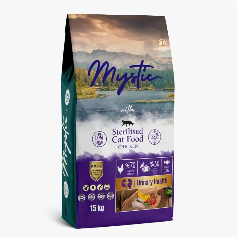 Mystic Low Grain 15kg  Ξηρά Τροφή Urinary για Στειρωμένες Γάτες με Κοτόπουλο