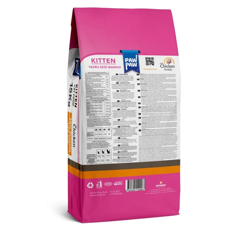 Pawpaw 15kg Ξηρά Τροφή για Γατάκια με Κοτόπουλο