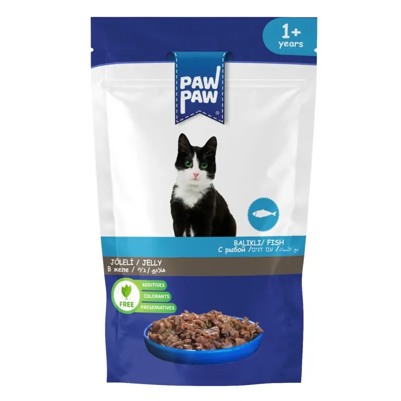 Pawpaw Jelly 85gr για Ενήλικες Γάτες με Ψάρι σε Φακελάκι