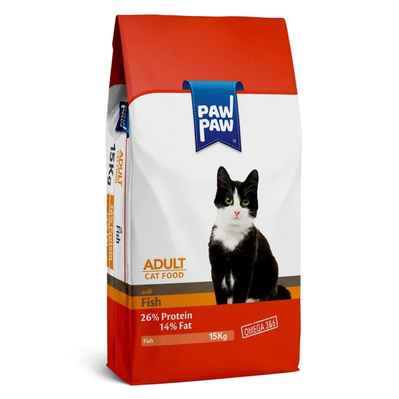 Pawpaw 15kg Ξηρά Τροφή για Ενήλικες Γάτες με Ψάρι