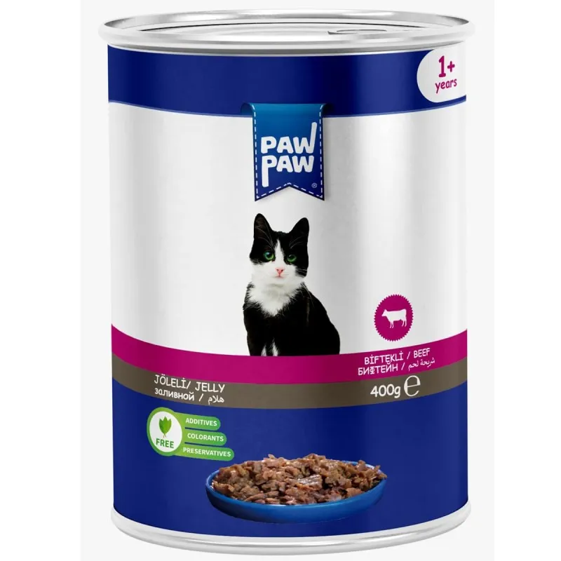 Pawpaw Low Grain 400gr Υγρή Τροφή για Ενήλικες Γάτες με Μοσχάρι
