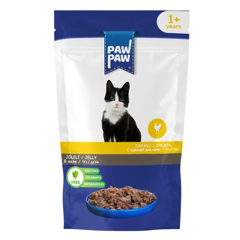 Pawpaw Jelly 85gr για Ενήλικες Γάτες με Κοτόπουλο σε Φακελάκι