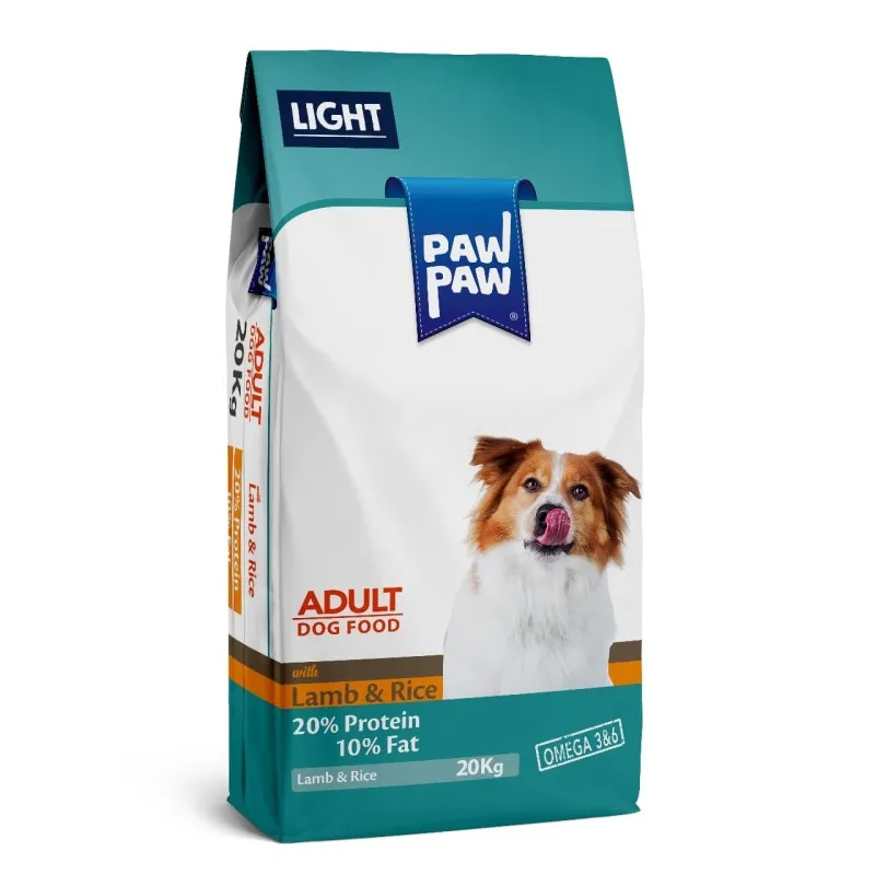 Pawpaw 20kg Ξηρά Τροφή Light για Ενήλικους Σκύλους με Αρνί και Ρύζι