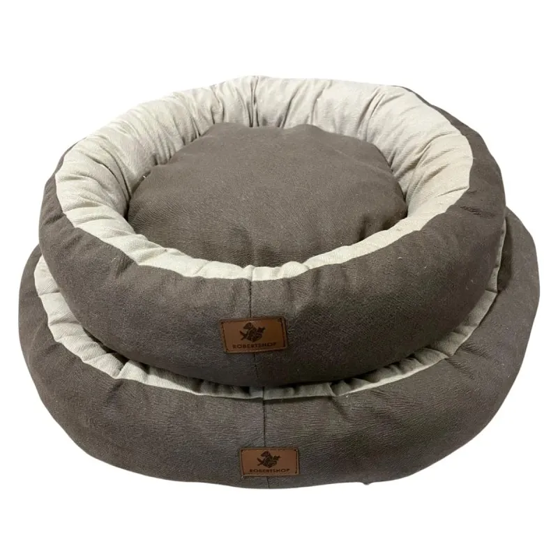 Robert Shop Collection Σετ Κρεβατιών Κατοικιδίων Στρογγυλό Καφέ-Μπεζ 2τμχ