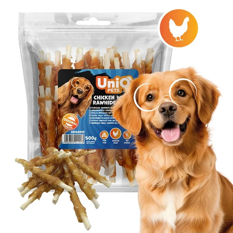 Uniq 500gr Λιχουδιά για Σκύλους Στικς από Δέρμα Τυλιγμένα με Κοτόπουλο