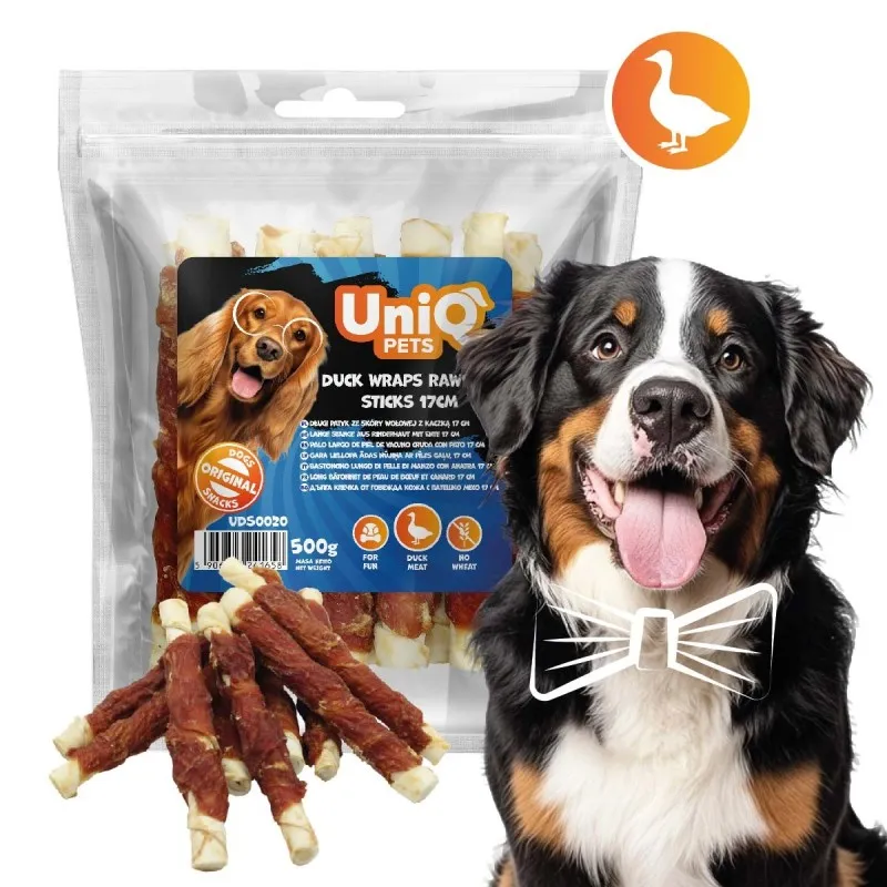 Uniq 500gr Λιχουδιά για Σκύλους Στικς από Δέρμα Τυλιγμένα με Πάπια 17εκ
