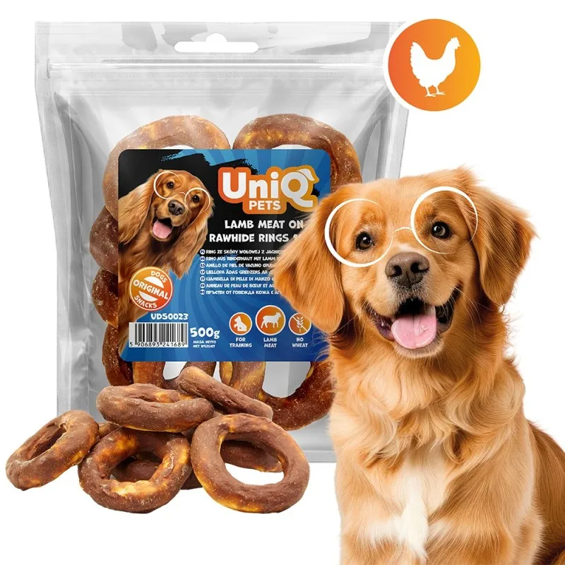 Uniq 500gr Λιχουδιά για Σκύλους Δαχτυλίδια από Δέρμα Τυλιγμένα με Αρνί 10εκ