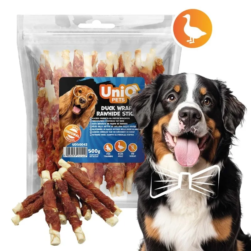 Uniq 500gr Λιχουδιά για Σκύλους Στικς με Δέρμα Τυλιγμένο με Πάπια