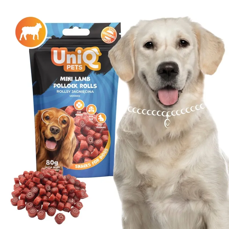 Uniq 80gr Λιχουδιά για Σκύλους Μίνι Ρολάκια με Αρνί και Πόλοκ