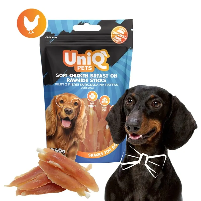 Uniq 250gr Λιχουδιά για Σκύλους Στικς από Δέρμα με Μαλακό Στήθος Κοτόπουλου