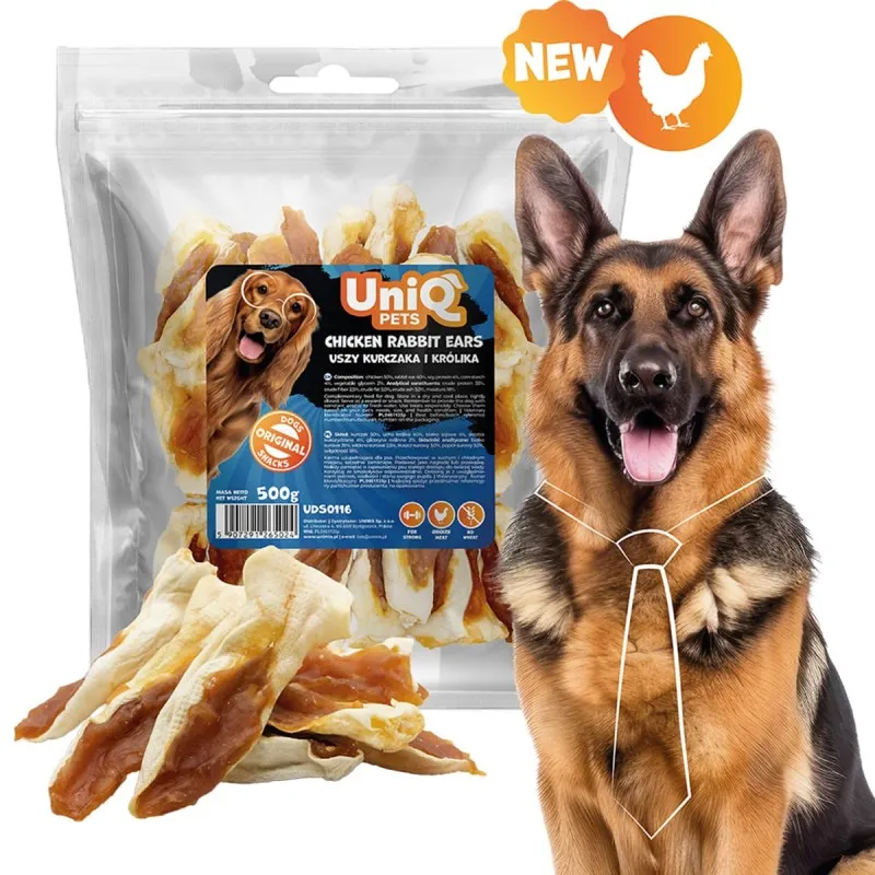Uniq 500gr Λιχουδιά για Σκύλους Αυτιά Κουνελιού με Κοτόπουλο