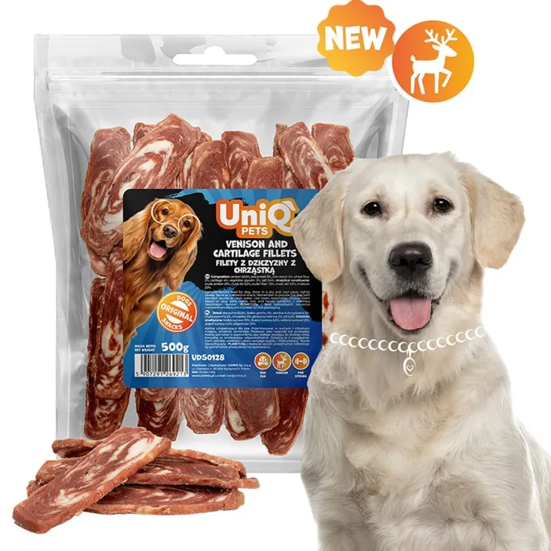 Uniq 500gr Λιχουδιά για Σκύλους Φιλέτα με Ελάφι και Χόνδρο