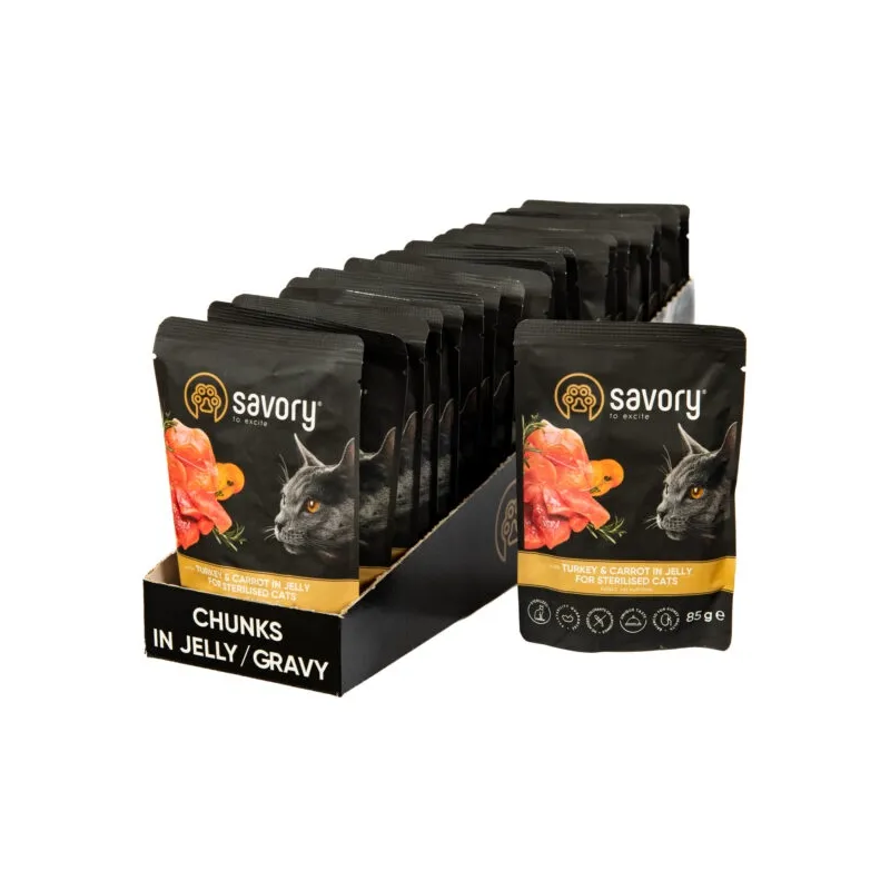 Savory Pet Υγρή Τροφή για Γάτες σε Φακελάκι με Γαλοπούλα 85gr