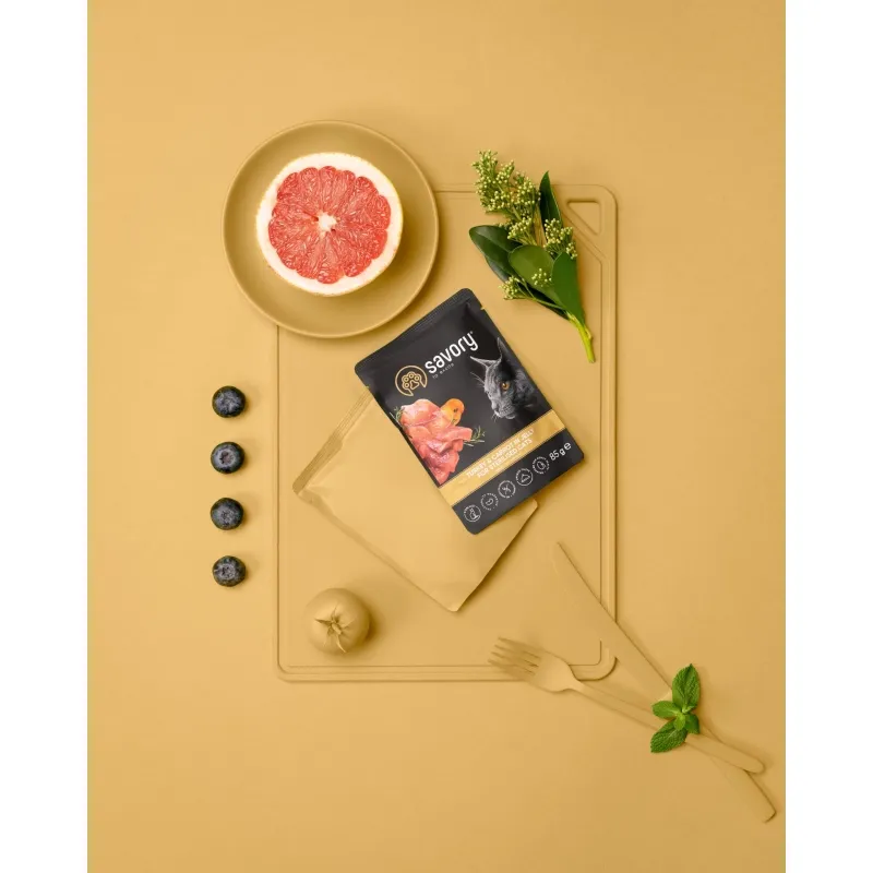 Savory Pet Υγρή Τροφή για Γάτες σε Φακελάκι με Γαλοπούλα 85gr