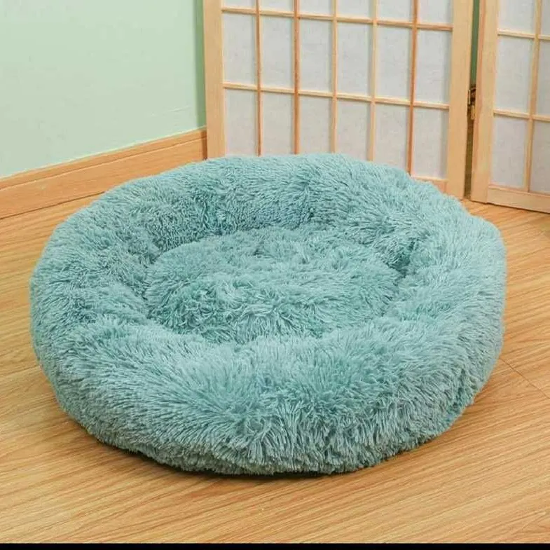 Γούνινο Fluffy Κρεβάτι Σκύλου & Γάτας Στρογγυλό 60cm – Γαλάζιο Ανοιχτό