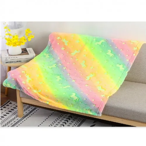 Κουβέρτα Φλις Unicorn Φωσφόριζέ για Σκύλους και Γάτες Large ( 104x76εκ)