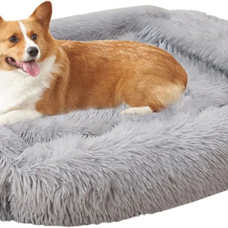 Κρεβατάκι Σκύλου και Γάτας Fluffy Ανοιχτό Γκρι 66x55εκ