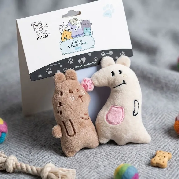 Σετ 2 Λούτρινα Παιχνίδια με Catnip σε σχήμα ποντίκι