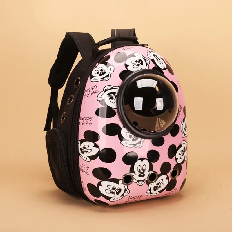 Τσάντα Μεταφοράς Πλάτης "Space Capsule" για Γάτες  – Pink Happy Mouse Edition