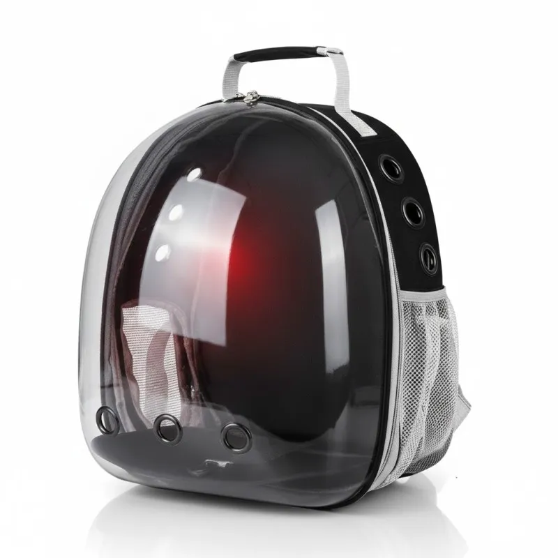 Τσάντα Μεταφοράς Γάτας "Space Capsule" DeNik Pets (Μαύρη) – Πλήρως Διάφανη για Πανοραμική Θέα