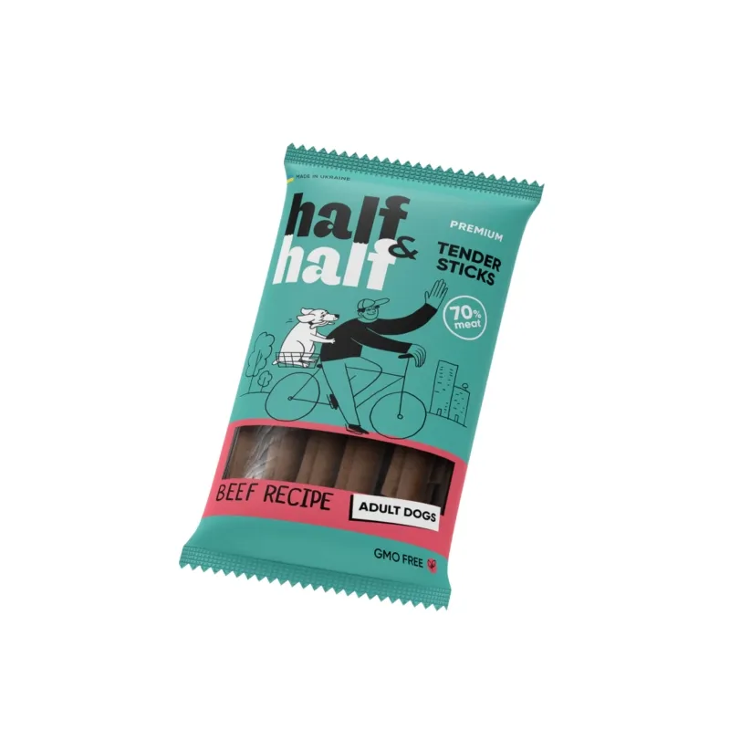 Λιχουδιές Half&Half meat sticks για σκύλους με βοδινό , 100 γρ.