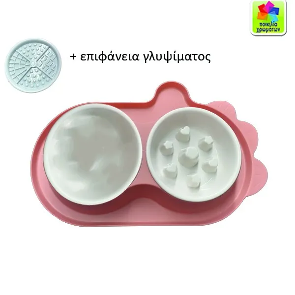 Διπλό μπόλ φαγητού σκύλου πλαστικό αργής κατανάλωσης τροφής [10501757]